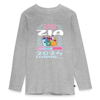Zia 2024 Loading Tante 2024 - Teenager Premium Bio Langarmshirt - Grau meliert - Vorne