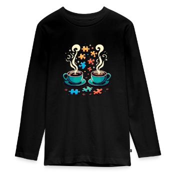 Puzzle Lover Jigzaw Puzzle Board Game Puzzler - Teenager Premium Organic Long Sleeve Shirt - black - Front - AI Model Kid Female (0cm)
