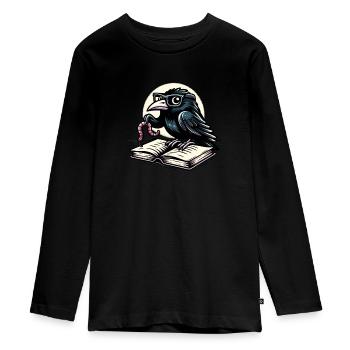 Edgar Allan Poe Fan, Klassische Literatur, - Teenager Premium Bio Langarmshirt - Schwarz - Vorne - AI Model Kid Female (0cm)