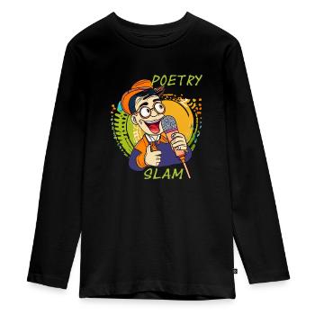 HOMME MICRO POÉSIE SLAM - T-shirt manches longues Premium Ado - noir - Devant - AI Model Kid Female (0cm)