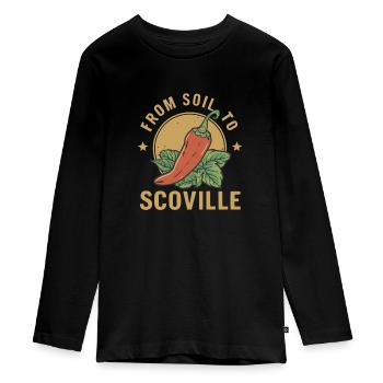 Amateurs de cuisine épicée, Chili Peppers Chef - T-shirt manches longues Premium Ado - noir - Devant - AI Model Kid Female (0cm)