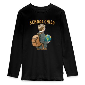 SCHOOL CHILD - Teenager Premium Bio Langarmshirt - Schwarz - Vorne - AI Model Kid Female (0cm)