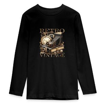 Vintage Retro Antik - Teenager Premium Bio Langarmshirt - Schwarz - Vorne - AI Model Kid Female (0cm)