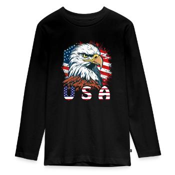 PYGARGUE À QUEUE BLANCHE USA - T-shirt manches longues Premium Ado - noir - Devant - AI Model Kid Female (0cm)