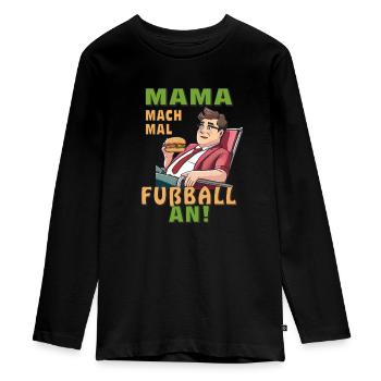 DECK CHAIR MAN MOM TURN ON SOCCER - Teenager Premium Organic Long Sleeve Shirt - black - Front - AI Model Kid Female (0cm)
