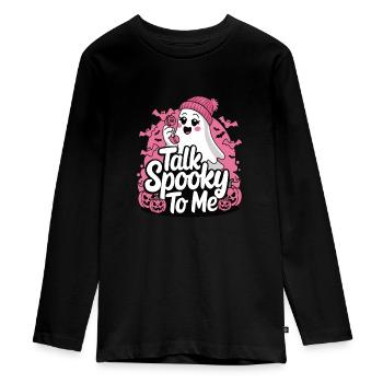 Halloween Fantôme Drôle Parler Effrayant Pour Moi - T-shirt manches longues Premium Ado - noir - Devant - AI Model Kid Female (0cm)