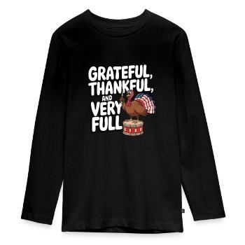Lustiger Thanksgiving Truthahn - Teenager Premium Bio Langarmshirt - Schwarz - Vorne - AI Model Kid Female (0cm)