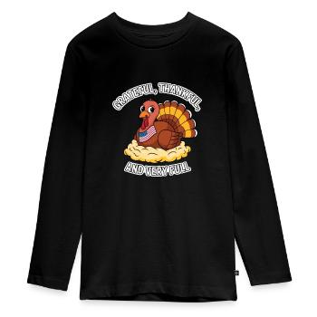 Dinde drôle de Thanksgiving - T-shirt manches longues Premium Ado - noir - Devant - AI Model Kid Female (0cm)