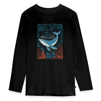 Lebendiges farbenfrohes künstlerisches Hai-Design - Teenager Premium Bio Langarmshirt - Schwarz - Vorne - AI Model Kid Female (0cm)