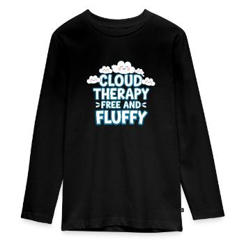 Vue nuageuse, Ciel relaxant, Rêveur - T-shirt manches longues Premium Ado - noir - Devant - AI Model Kid Female (0cm)