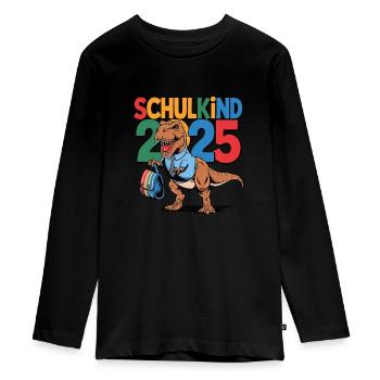 Schulkind 2025 Einschulung Schulanfang - Teenager Premium Bio Langarmshirt - Schwarz - Vorne - AI Model Kid Female (0cm)