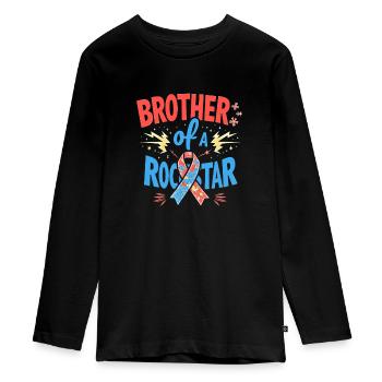 Autism siblings - Teenager Premium Organic Long Sleeve Shirt - black - Front - AI Model Kid Female (0cm)