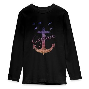 captain - Teenager Premium Bio Langarmshirt - Schwarz - Vorne - AI Model Kid Female (0cm)