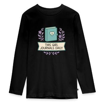 Gratitude Practice Journal Lover Emotional - Teenager Premium Organic Long Sleeve Shirt - black - Front - AI Model Kid Female (0cm)