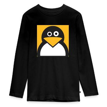 Linux Pingouin - T-shirt manches longues Premium Ado - noir - Devant - AI Model Kid Female (0cm)