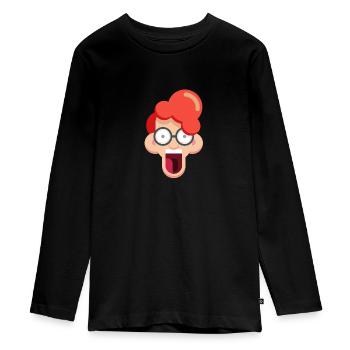 Crazy redhead with glasses - Teenager Premium Organic Long Sleeve Shirt - black - Front - AI Model Kid Female (0cm)