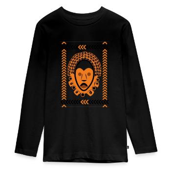 TALISMAN Djazz Mask, Fun T-shirt - Teenager Premium Organic Long Sleeve Shirt - black - Front - AI Model Kid Female (0cm)