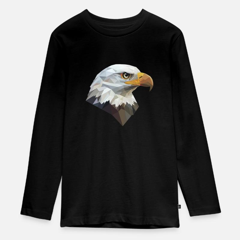 Conception de logo Eagle Head Low Poly Art - T-shirt manches longues Premium Ado - noir