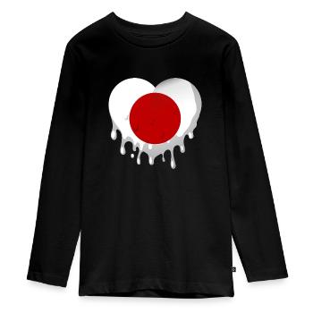 Japan Flag Heart Nihon Japanese Flag - Teenager Premium Organic Long Sleeve Shirt - black - Front - AI Model Kid Female (0cm)
