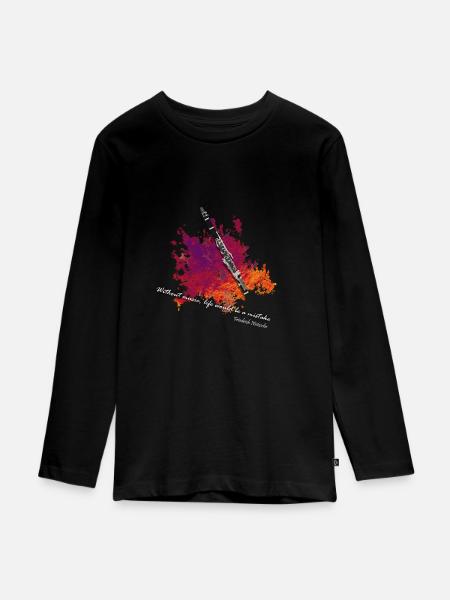 klarinette - Teenager Premium Bio Langarmshirt - Schwarz