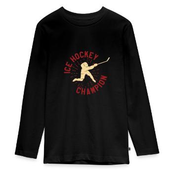 Eishockey Eishockey - Teenager Premium Bio Langarmshirt - Schwarz - Vorne - AI Model Kid Female (0cm)