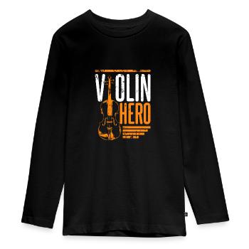 héros de violon - T-shirt manches longues Premium Ado - noir - Devant - AI Model Kid Female (0cm)