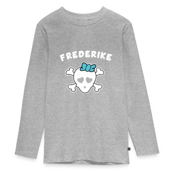 Pirate Frederike Design for girls and women - Teenager Premium Organic Long Sleeve Shirt - heather grey - Front