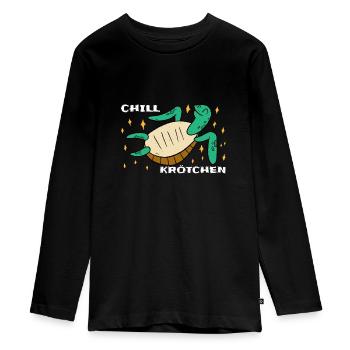 Chill Krötchen Schildkröte Chillen Turtle Relax - Teenager Premium Bio Langarmshirt - Schwarz - Vorne - AI Model Kid Female (0cm)