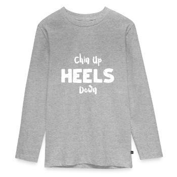 Chin Up Heels Down - Horse - Teenager Premium Organic Long Sleeve Shirt - heather grey - Front