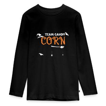 Team Candy Corn - Halloween - Teenager Premium Organic Long Sleeve Shirt - black - Front - AI Model Kid Female (0cm)