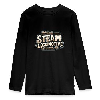 Steam locomotive steam engine nostalgic railway - Teenager Premium Organic Long Sleeve Shirt - black - Front - AI Model Kid Female (0cm)