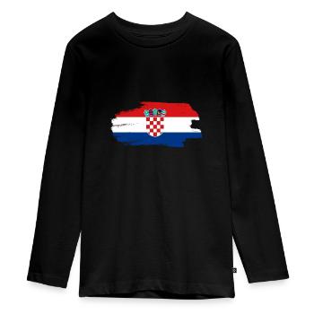 Kroatien Flagge Adria Zagreb Kroatische Fahne - Teenager Premium Bio Langarmshirt - Schwarz - Vorne - AI Model Kid Female (0cm)