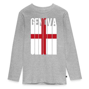 drapeau de Gênes Gênes Genes Génova - T-shirt manches longues Premium Ado - gris chiné - Devant