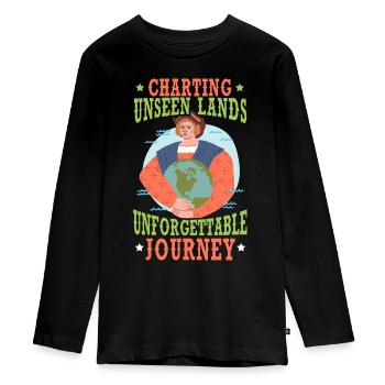 Mapping Unseen Lands Unforgettable Re - Teenager Premium Organic Long Sleeve Shirt - black - Front - AI Model Kid Female (0cm)