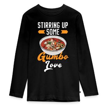 Gumbo-Liebhaber Foodie Louisiana Essen Cajun-Küche - Teenager Premium Bio Langarmshirt - Schwarz - Vorne - AI Model Kid Female (0cm)