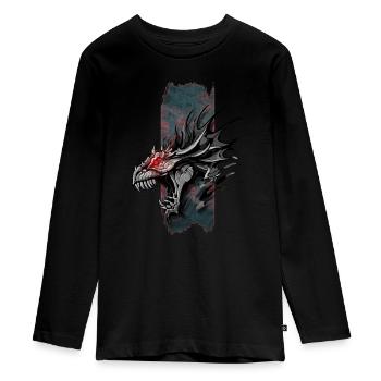 Rugissement de l’enfer : Dragon aux yeux rouges - T-shirt manches longues Premium Ado - noir - Devant - AI Model Kid Female (0cm)