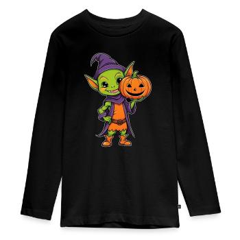Mignon gobelin d’halloween - T-shirt manches longues Premium Ado - noir - Devant - AI Model Kid Female (0cm)