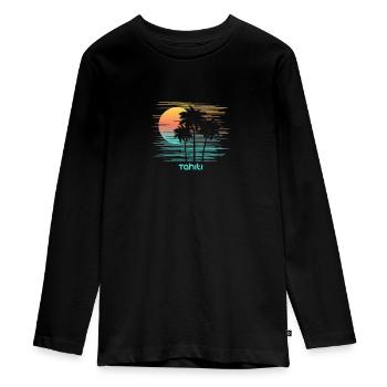 Tahiti Polynésie Vacances Souvenir Élégantes - T-shirt manches longues Premium Ado - noir - Devant - AI Model Kid Female (0cm)
