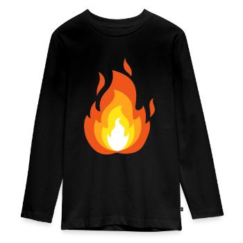 Fiery flame - Teenager Premium Organic Long Sleeve Shirt - black - Front - AI Model Kid Female (0cm)
