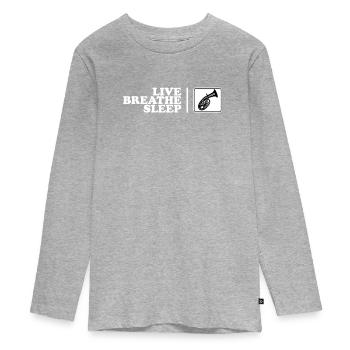 Motif corne ténor - T-shirt manches longues Premium Ado - gris chiné - Devant