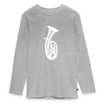 Motif corne ténor - T-shirt manches longues Premium Ado - gris chiné - Devant