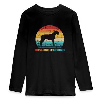 Irischer Wolfshund - Teenager Premium Bio Langarmshirt - Schwarz - Vorne - AI Model Kid Female (0cm)
