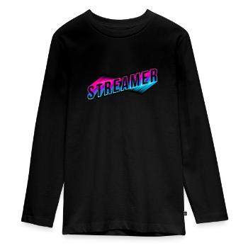 Streamer 3D Neon Schriftzug - Teenager Premium Bio Langarmshirt - Schwarz - Vorne - AI Model Kid Female (0cm)
