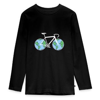 Fahrrad Umwelt Schutz - Teenager Premium Bio Langarmshirt - Schwarz - Vorne - AI Model Kid Female (0cm)