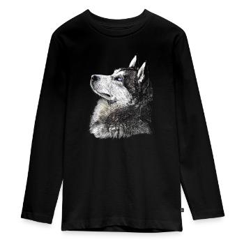Husky - Teenager Premium Bio Langarmshirt - Schwarz - Vorne - AI Model Kid Female (0cm)