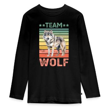 Wolf - Teenager Premium Organic Long Sleeve Shirt - black - Front - AI Model Kid Female (0cm)