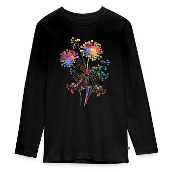 Schmetterling - Teenager Premium Bio Langarmshirt - Schwarz - Vorne - AI Model Kid Female (0cm)