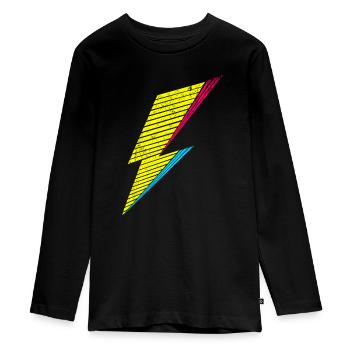 bolt of lightning 80s - Teenager Premium Bio Langarmshirt - Schwarz - Vorne - AI Model Kid Female (0cm)