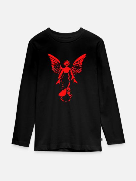 Engel - Teenager Premium Bio Langarmshirt - Schwarz