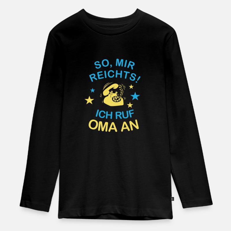 Ich ruf Oma an - Teenager Premium Bio Langarmshirt - Schwarz